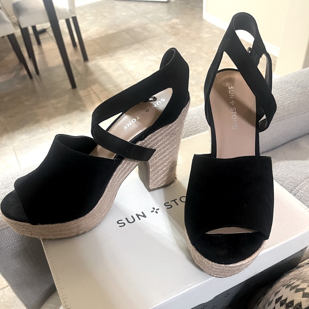 Sun+Stone Black Platform Espadrilles - image 1